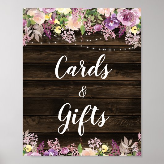 Rode Paarse Bloem Slinger Licht Kaarten & Cadeaus Poster (Voorkant)
