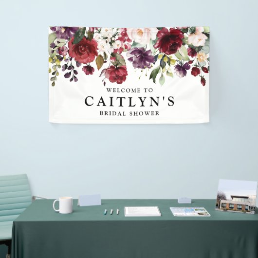 Rode Paarse Bloemen Waterverf Vrijgezellenfeest We Spandoek (Beurs)