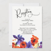 Rode Paarse Bloemige Aquarel Trouwreceptie Kaart (Voorkant)