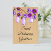 Rode Paarse Bloemige Pot Veiligheidsmaatregelen Informatiekaartje (Staand voorkant)