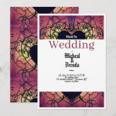 Rode, paarse bruiloft uitnodiging (Voorkant / Achterkant)