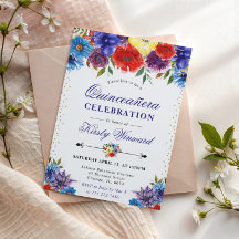 Rode, Paarse en Blauwe Zomerbloemen Quinceanera