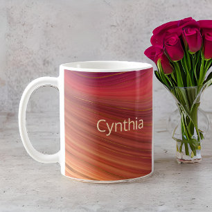 Rode Paarse en gouden monogram Marble Earth Strata Koffiemok