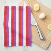 Rode, Paarse en witte strepen Theedoek (Quarter Fold)