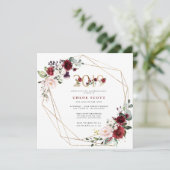 Rode Paarse Floral Gold Geometric Afstuderen Kaart (Staand voorkant)