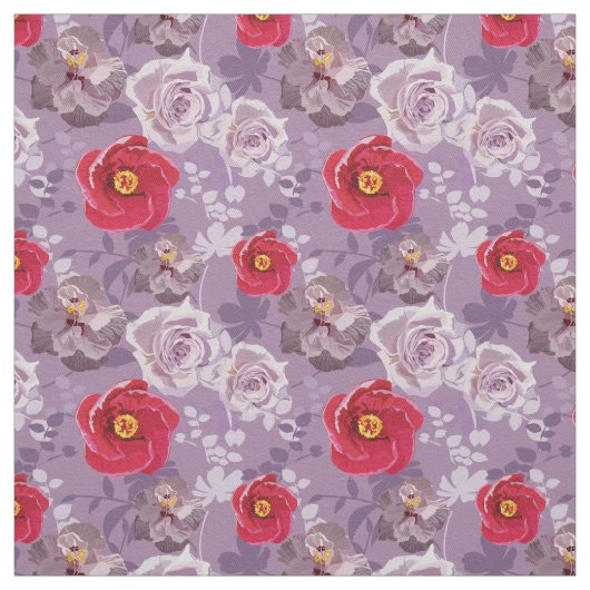 Rode, paarse Floral Stof (Swatch)