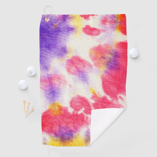 Rode paarse gele stropdas kleurstof v1 golfhanddoek (Insitu)