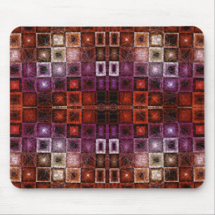 Rode & Paarse Geometrische Raster Symmetrische Glo Muismat