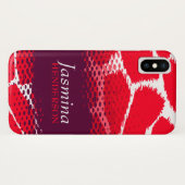 Rode paarse grafische dierprint iPhone hoes (Achterkant (horizontaal))