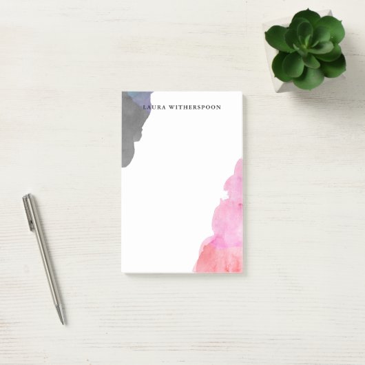 Rode Paarse Grijze Waterverf Vlekken - Custom Name Post-it® Notes (Kantoor)