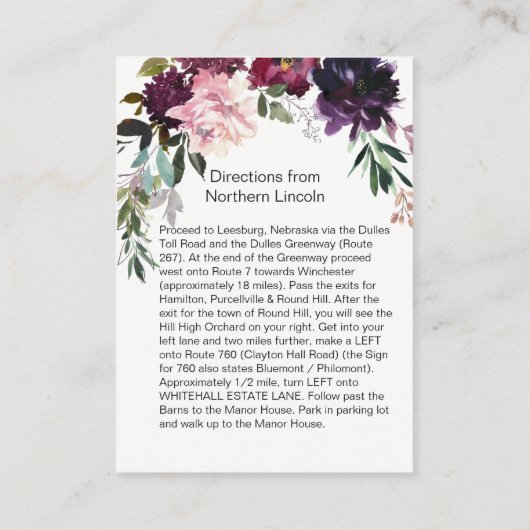 Rode Paarse Groene Bloemenspray Enclosure Kaarten (Achterkant)