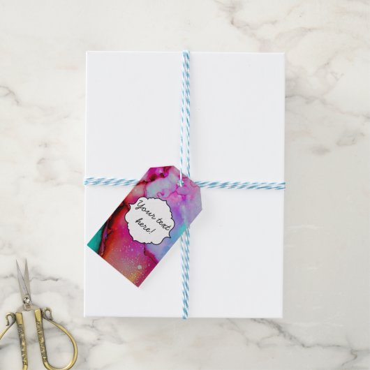 Rode paarse groene inkt cadeaulabel (Met Touw)