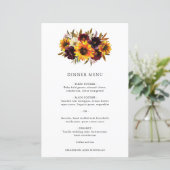 Rode Paarse Herfst Rozen Sunflower Wedding Menu (Staand voorkant)