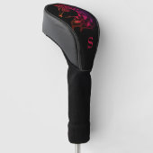Rode & Paarse Ingewikkelde Wolfkop Monogram Initia Golfheadcover (Schuin)