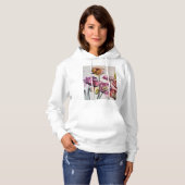 Rode Paarse roze papaverbloem Waterverf kunst Hoodie (Voorkant volledig)
