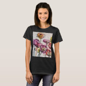 Rode Paarse roze papaverbloem Waterverf kunst T-shirt (Voorkant volledig)