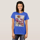 Rode Paarse roze papaverbloem Waterverf T-Shir T-shirt (Voorkant volledig)