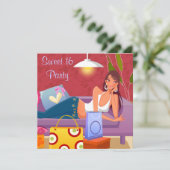 Rode Paarse Sweet 16 verjaardagsfeestje Kaart (Staand voorkant)