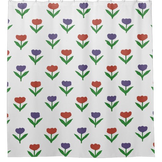 Rode & Paarse Tulpendoek voor de Douche Douchegordijn (Voorkant)