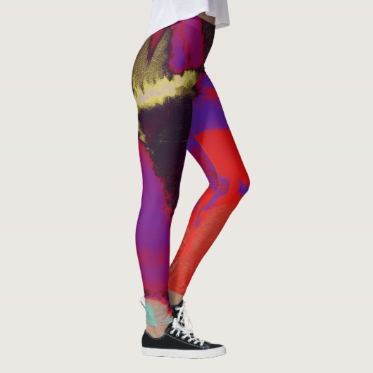 Rode Paarse verfspat Leggings (Rechts)