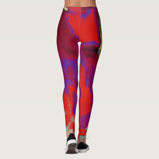Rode Paarse verfspat Leggings (Achterkant)