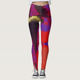 Rode Paarse verfspat Leggings