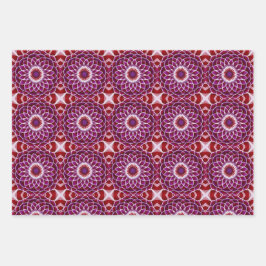 Rode Paarse witte mandala Inpakpapier Vel