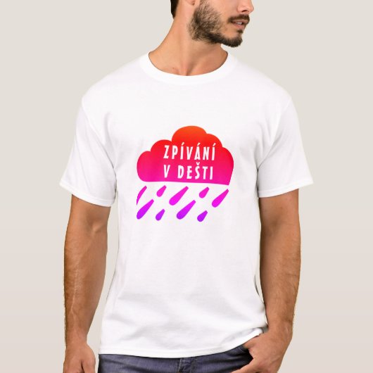 Rode paarse wolk en Tsjechisch woord Zpívání v deš T-shirt (Voorkant)
