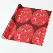 Rode Paasei met Vogelmotief Cadeaupapier (Uitgerold)