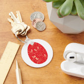 Rode Paasei met Vogelmotief Sleutelhanger