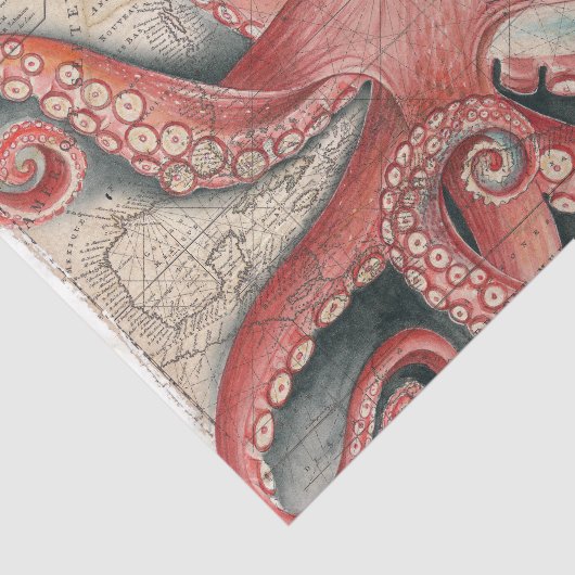 Rode Pacifische octopus- kaart Tissuepapier (Detail)