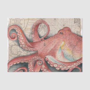 Rode Pacifische octopus- kaart Tissuepapier