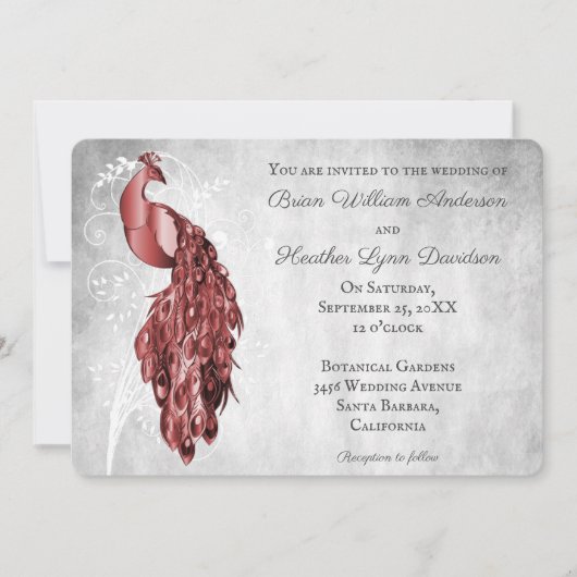 Rode pacock Weddenschap Kaart (Voorkant)