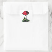  rode paddenstoel afdrukken vierkante sticker (Tas)