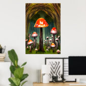 Rode paddenstoel | AI Art Poster (Thuiskantoor)