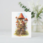 Rode paddenstoel briefkaart (Staand voorkant)