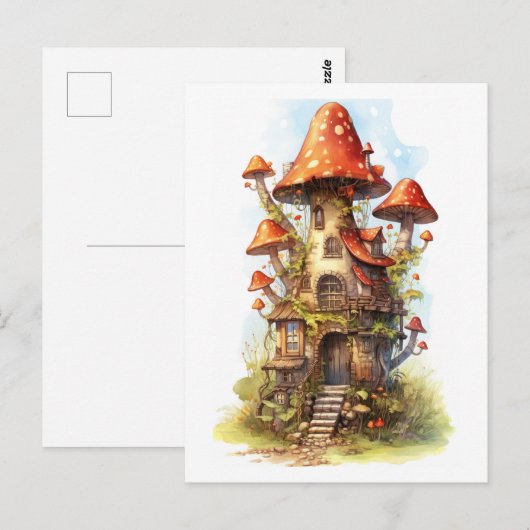 Rode paddenstoel briefkaart (Voorkant / Achterkant)