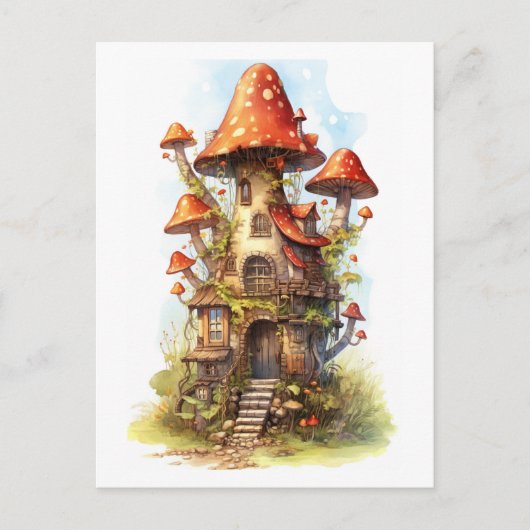 Rode paddenstoel briefkaart (Voorkant)