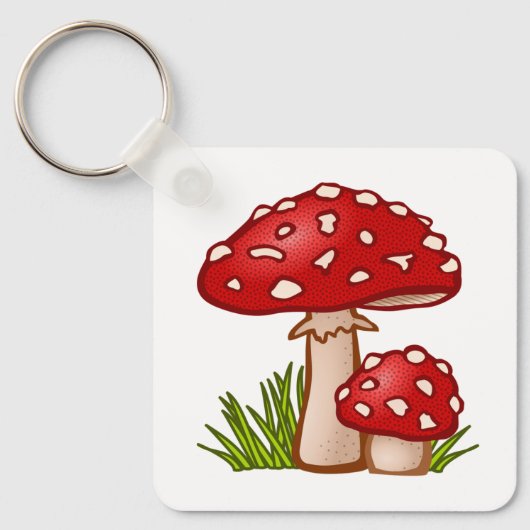 Rode paddenstoel Cartoon Sleutelhanger (Voorkant)