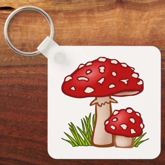 Rode paddenstoel Cartoon Sleutelhanger (Voorkant)