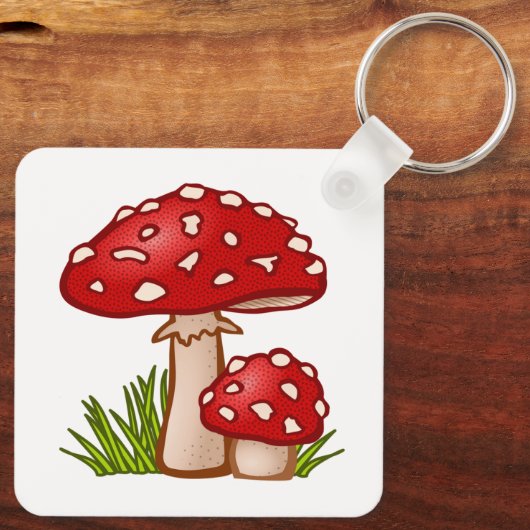 Rode paddenstoel Cartoon Sleutelhanger (Achterkant)