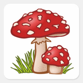 Rode paddenstoel Cartoon Vierkante Sticker