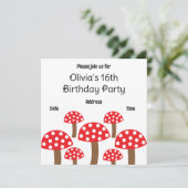 Rode paddenstoel Cute Botanical Pattern Birthday P Kaart (Staand voorkant)