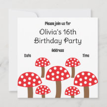 Rode paddenstoel Cute Botanical Pattern Birthday P