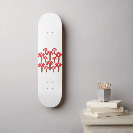 Rode Paddenstoel Cute Botanisch Patroon Persoonlijk Skateboard (Muurkunst)