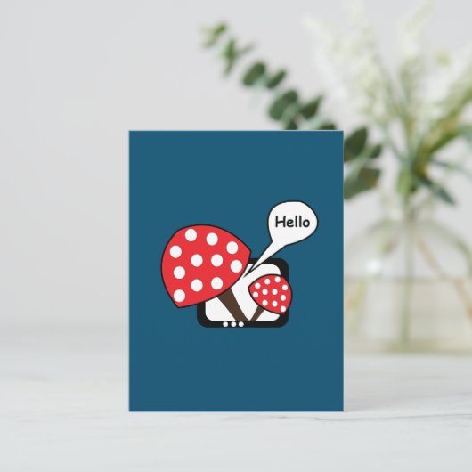 Rode paddenstoel Gezegde Hallo van televisie Briefkaart (Staand voorkant)