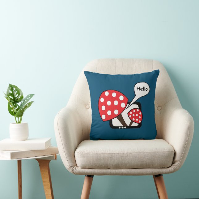 Rode paddenstoel Gezegde Hallo van televisie Kussen (Stoel)