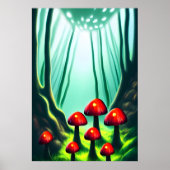 Rode paddenstoel in het bos | AI Art Poster (Voorkant)