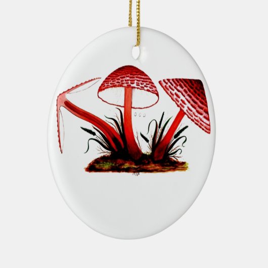 Rode  paddenstoel keramisch ornament (Rechts)