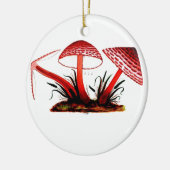 Rode  paddenstoel keramisch ornament (Links)